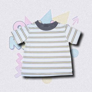 Vintage Striped Tee | Blue, Yellow, White Horizontal Stripe Top Infant 18M